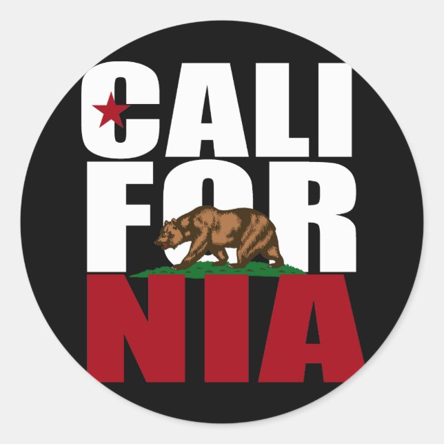 CALIFORNIA BEAR WHITE -.png Classic Round Sticker (Front)
