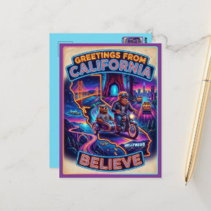 California 'Believe' Bigfoot Travel Postcard