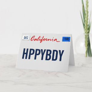 California Birthday Plate Personalize Card