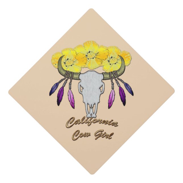 California Boho Cowgirl Graduation Cap Topper (Front)
