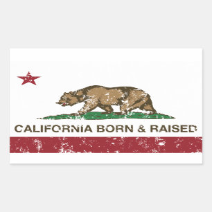 California Born and Raised Distressed Sticker
