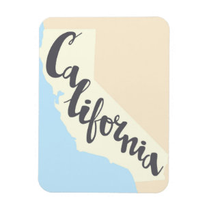 California Brush Lettering With Silhouette Map Magnet