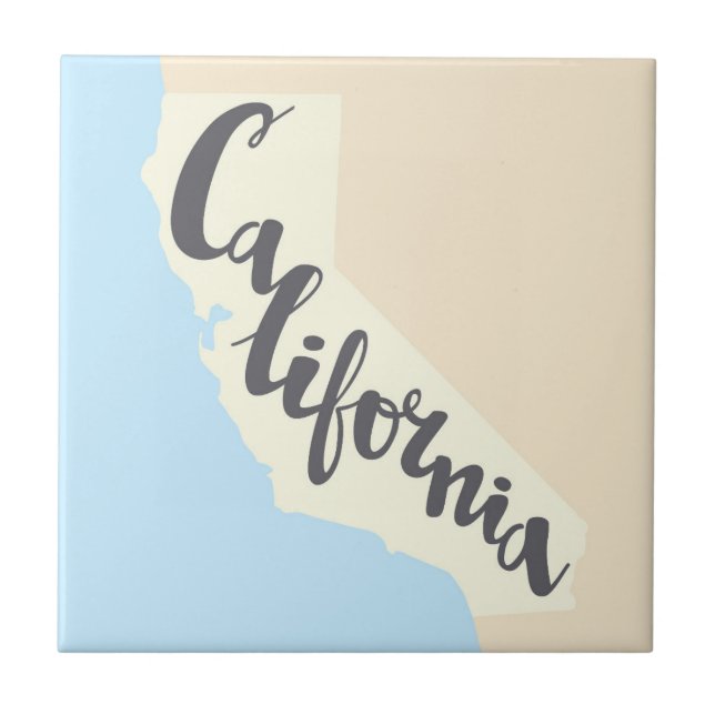 California Brush Lettering With Silhouette Map Tile (Front)