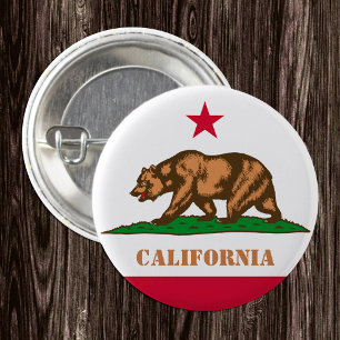California button, patriotic Californian Flag 1 Inch Round Button