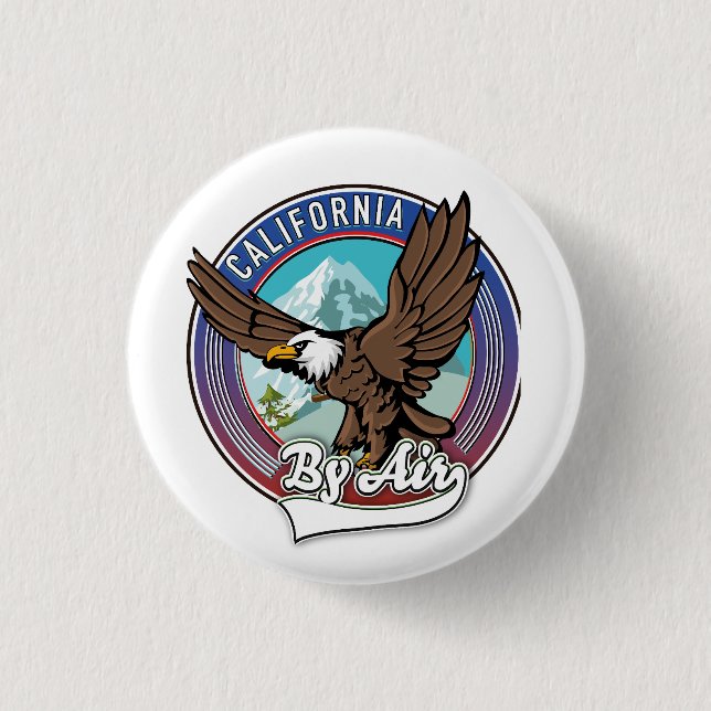 California By Air travel patch  1 Inch Round Button (Front)