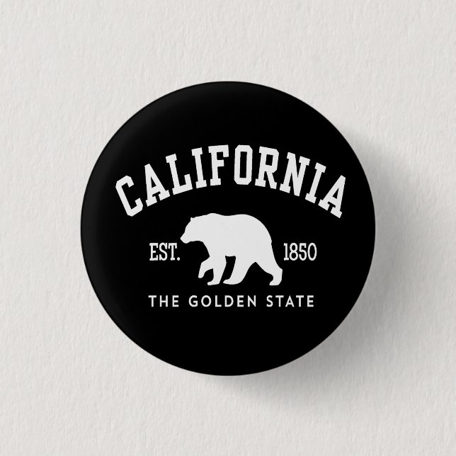 California CA Bear 1 Inch Round Button (Front)