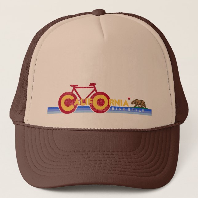 California CA biking Trucker Hat (Front)