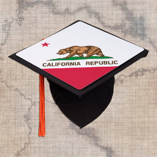 California & California Flag, Students /University Graduation Cap Topper