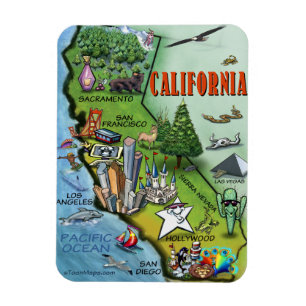 California Cartoon Map Magnet
