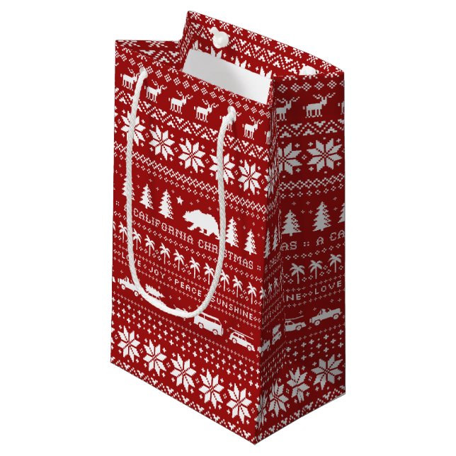 California Christmas Cute Holiday Pattern Xmas Small Gift Bag (Front Angled)