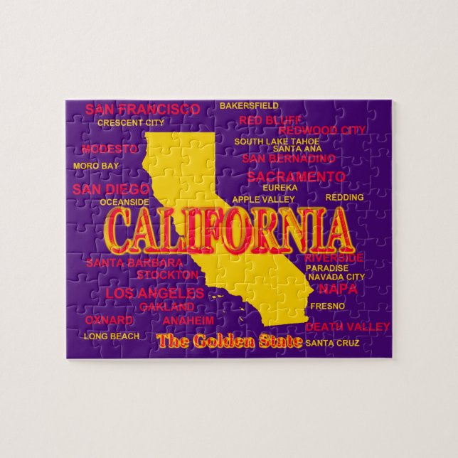 California Cities And Towns State Pride Map Jigsaw Puzzle (Horizontal)