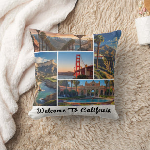 California City Landmarks Photo Collage Throw Pillow
