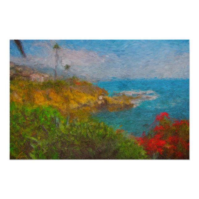 California Coast Abstract Landscape Painting Poster (Front)
