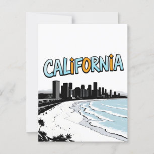 California Comic Style Postcard