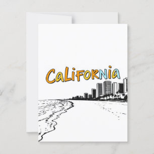 California Comic Style Postcard