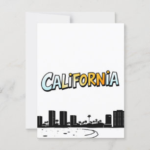 California Comic Style Postcard