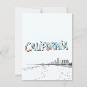 California Comic Style Postcard