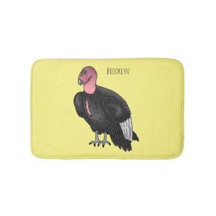 California condor bird cartoon illustration bath mat