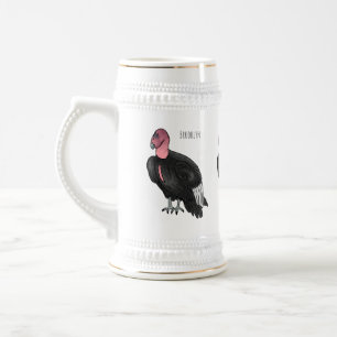 California condor bird cartoon illustration beer stein