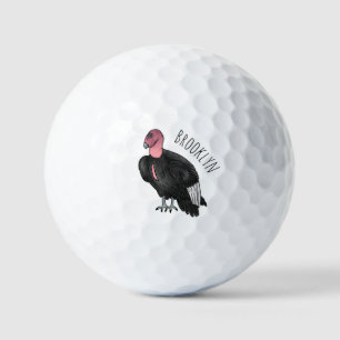 California condor bird cartoon illustration golf balls