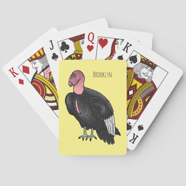 California condor bird cartoon illustration  playing cards (Back)