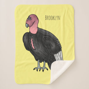 California condor bird cartoon illustration sherpa blanket