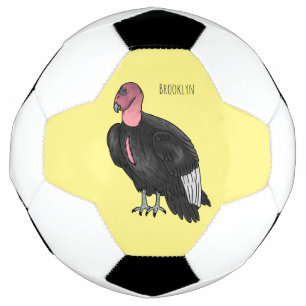 California condor bird cartoon illustration soccer ball