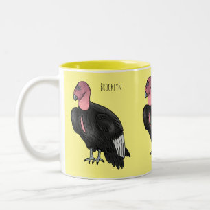 California condor bird cartoon illustration  Two-Tone coffee mug