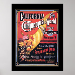 California Cornucopia du monde affiche vintage