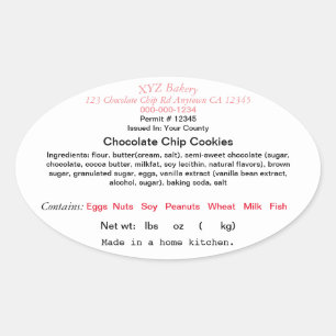 CALIFORNIA cottage food law label farmer's market