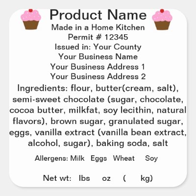 Texas Cottage Food Law Label Zazzle Ca