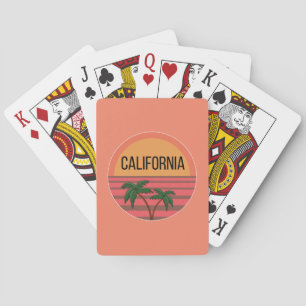 California Cute Design Gift Ideas Sunset Palms Playing Cards