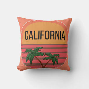 California Cute Design Gift Ideas Sunset Palms Throw Pillow