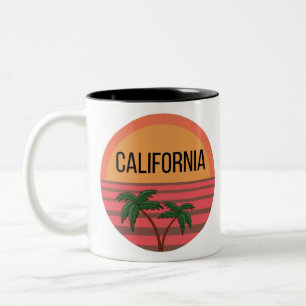 California Cute Design Ideas Pattern Sunset Palms Two-Tone Coffee Mug