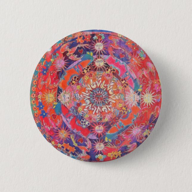 California Daz e Mandala 2 Inch Round Button (Front)
