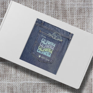 California Dog in Jean Pocket Square Sticker