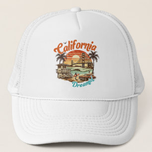 California Dreamin’ – Coastal Bridge, Beach Trucker Hat