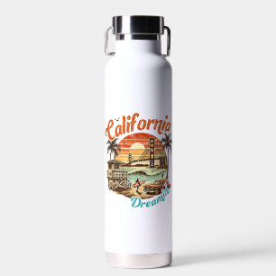 California Dreamin’ – Coastal Bridge, Beach Water Bottle