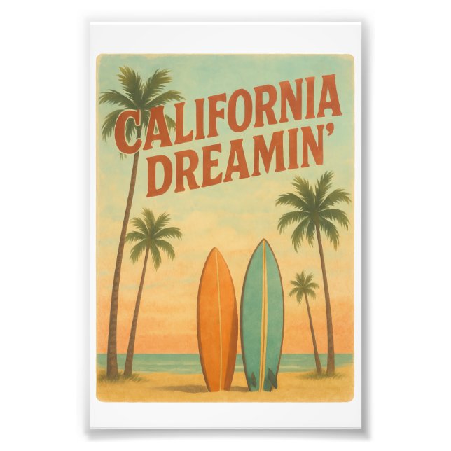 California Dreamin’ Retro 1970s Travel Design Photo Print (Front)