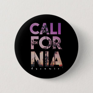 California Dreaming Beach Palm Tree Summer Vacatio 2 Inch Round Button