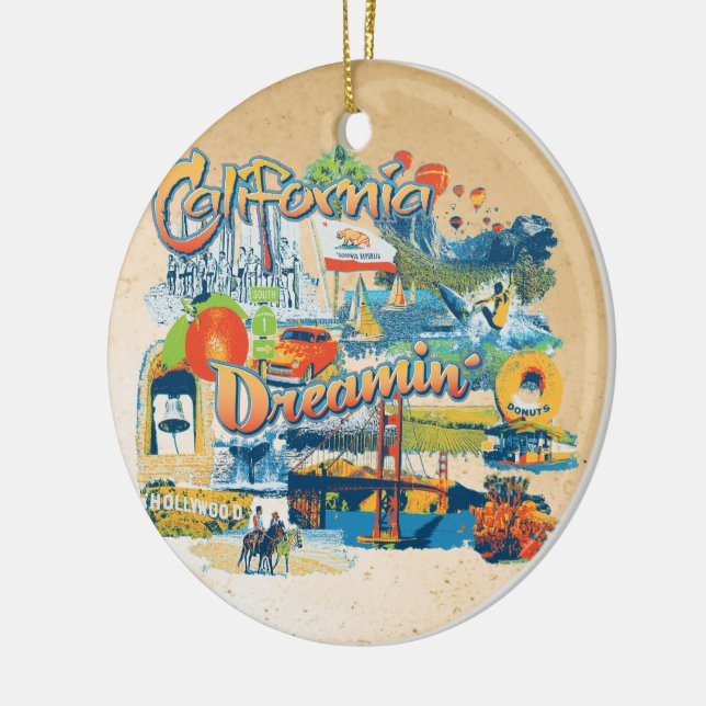 California Dreaming Ceramic Ornament (Left)