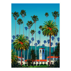 California Dreaming: City Park with Palm Trees Poster
