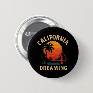 California Dreaming Golden Gate Bridge Sunset 2 Inch Round Button