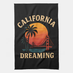 California Dreaming Golden Gate Bridge Sunset Kitchen Towel