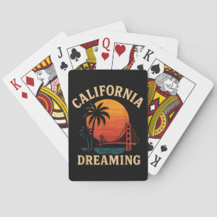 California Dreaming Golden Gate Bridge Sunset Playing Cards