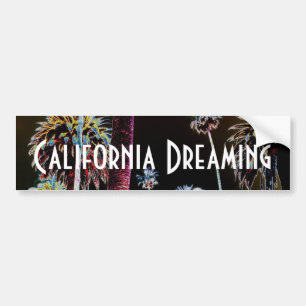 California Dreaming Palm Tree Neon Bumper Sticker