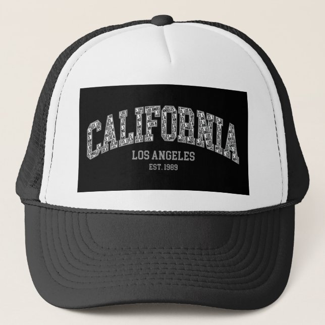 California Dreaming Typography Art Trucker Hat (Front)