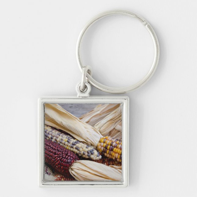 California. Fall Harvest Colourful Indian Corn Keychain (Front)