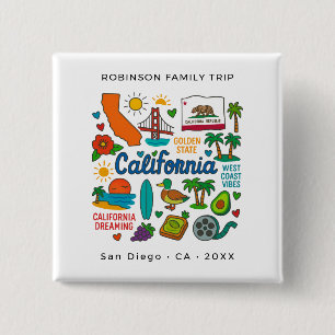 California Family Trip Custom Matching 2 Inch Square Button