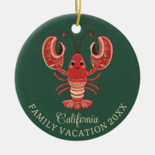 California Family Vacation Keepsake Lobster Ceramic Ornament
